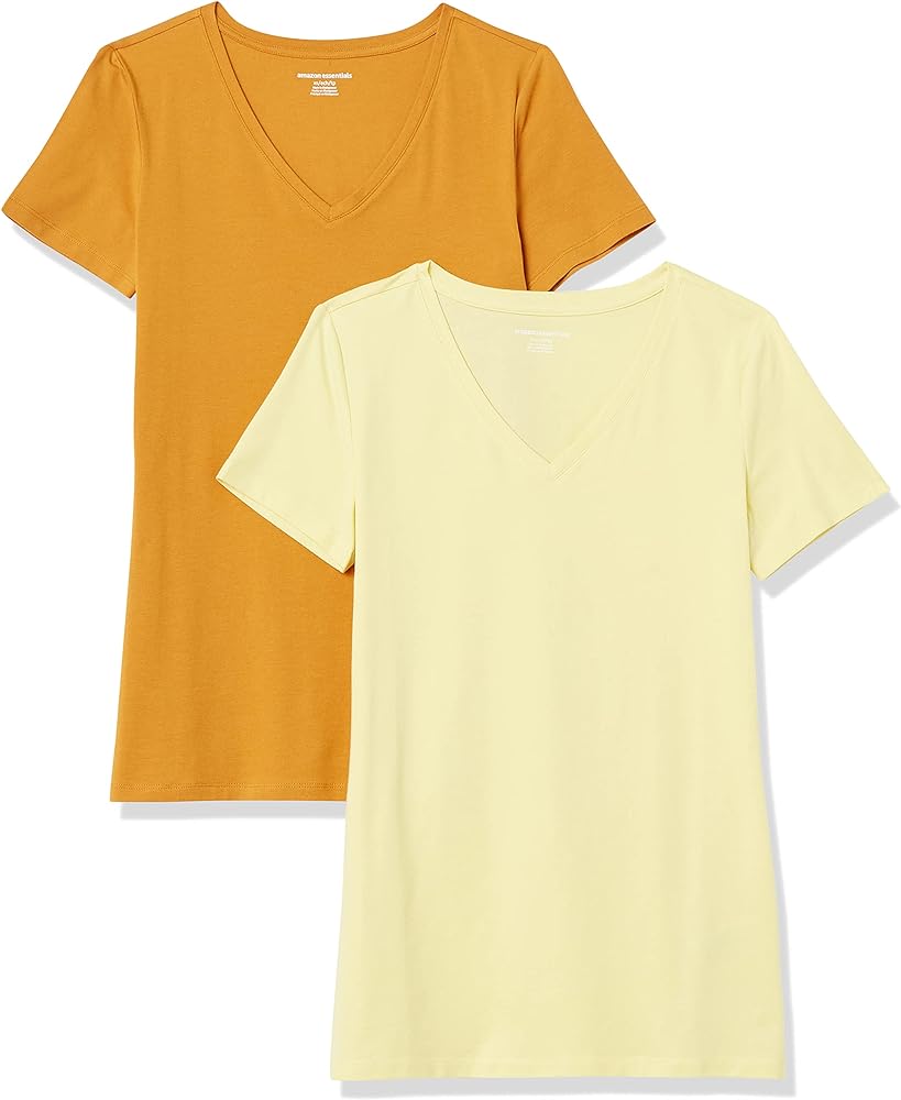 Amazon Essentials Women's Classic-Fit Short-Sleeve V-Neck T-Shirt, Multipacks