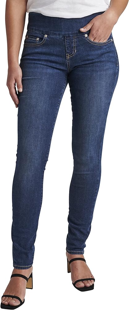 JAG Jeans Women's Nora Mid Rise Skinny Pull-on Jeans, Anchor Blue Au315, 14