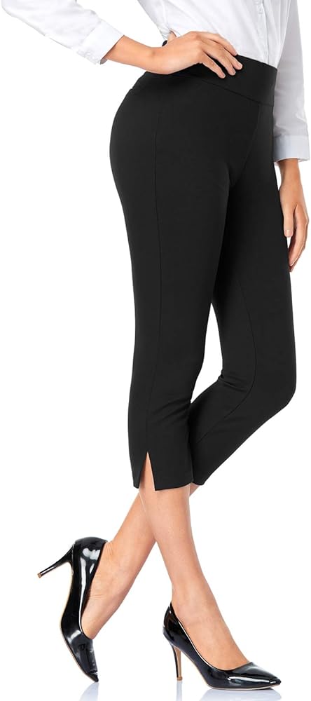 Tapata Women's Capri Dress Pants 19"/20.5" Cropped Office Pants with High Waist Slacks Stretchy Cuff Pants Business Casual