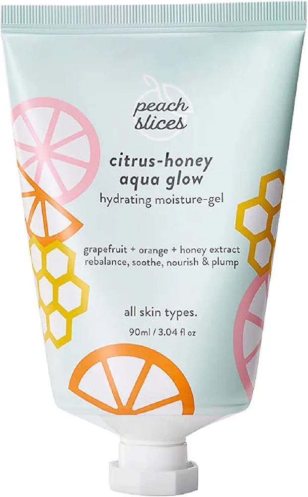 Peach Slices | Citrus-Honey Aqua Glow | Hydrating Moisture Gel | Face Moisturizer | For Sensitive, Dry, Oily, Dull, & Acne Prone Skin | Honey Extract | For All Skin Types | Korean Skin Care | 3.04 oz