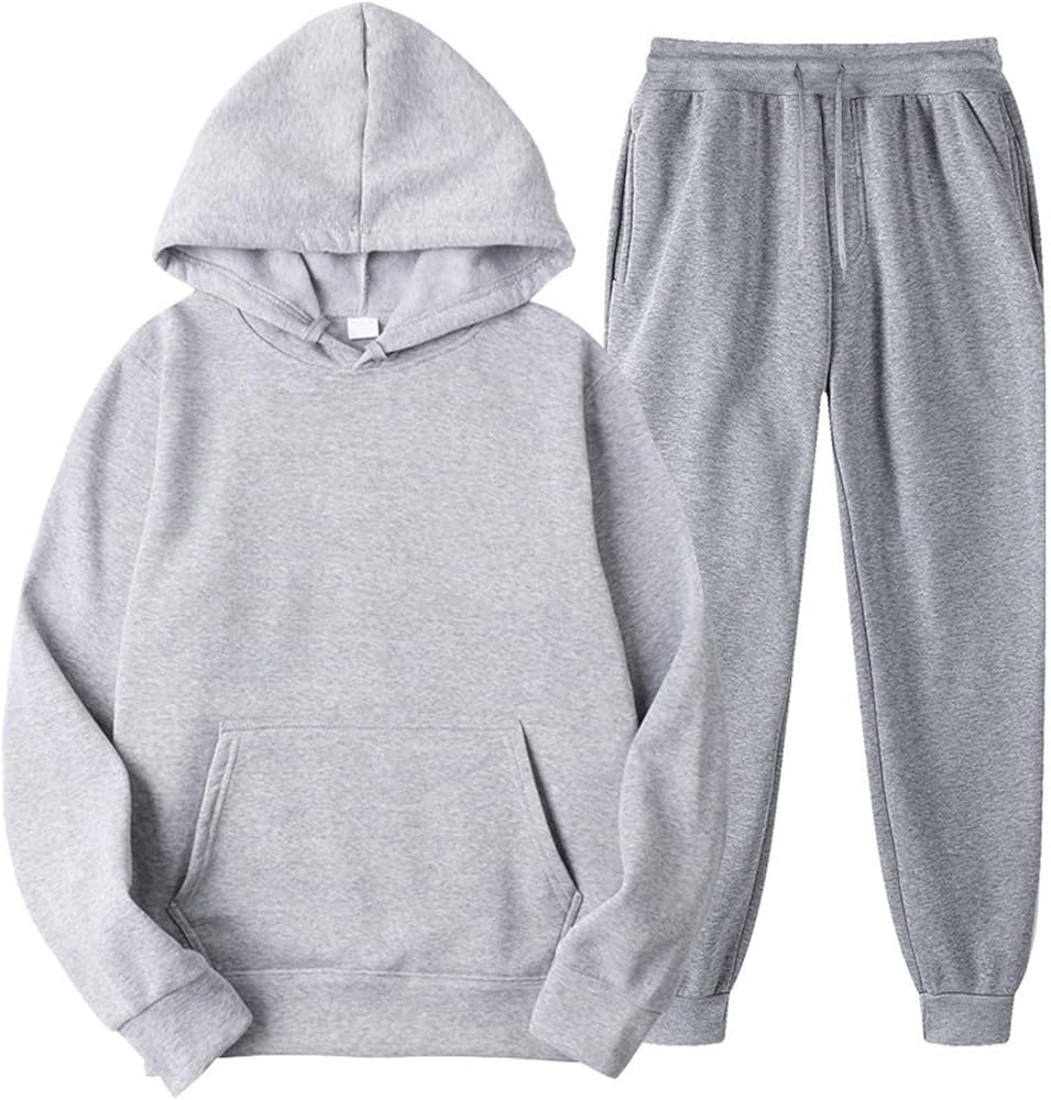 RMXEi Oversized Hoodie For Women,Men's Fleece Hooded Solid Colour Pullover Sweatshirt Set Sports Two-Piece Suit