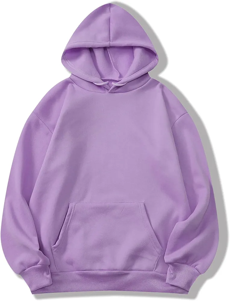 Sweatshirtw for Women - Solid Kangaroo Pocket Thermal Lined Hoodie (Color : Lilac Purple, Size : X-Large)