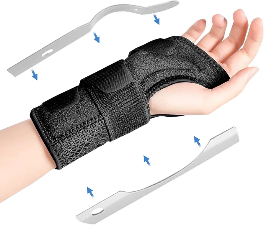 Paskyee Carpal Tunnel Wrist Brace for Men and Women, Adjustable Wrist Support for Right and Left Hand, Pain Relief for Arthritis, Tendonitis, Sprains Black Right L/XL