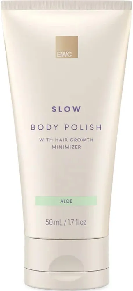 European Wax Center Travel Slow Hair Growth Aloe Body Polish, Moisturizing & Exfoliating Body Scrub, Prevent Ingrown Hairs & Bumps, Vitamin E for Firming & Smoothing, Dry Sensitive Skin, 1.7oz