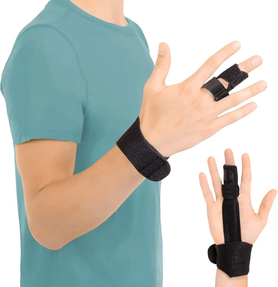 BraceAbility Finger Splint - Adjustable Support Guard for Jammed or Broken Knuckle Treatment, Medical-Grade Aluminum Immobilizer to Straighten Trigger Finger, Arthritis Pain Relief Brace (Universal)