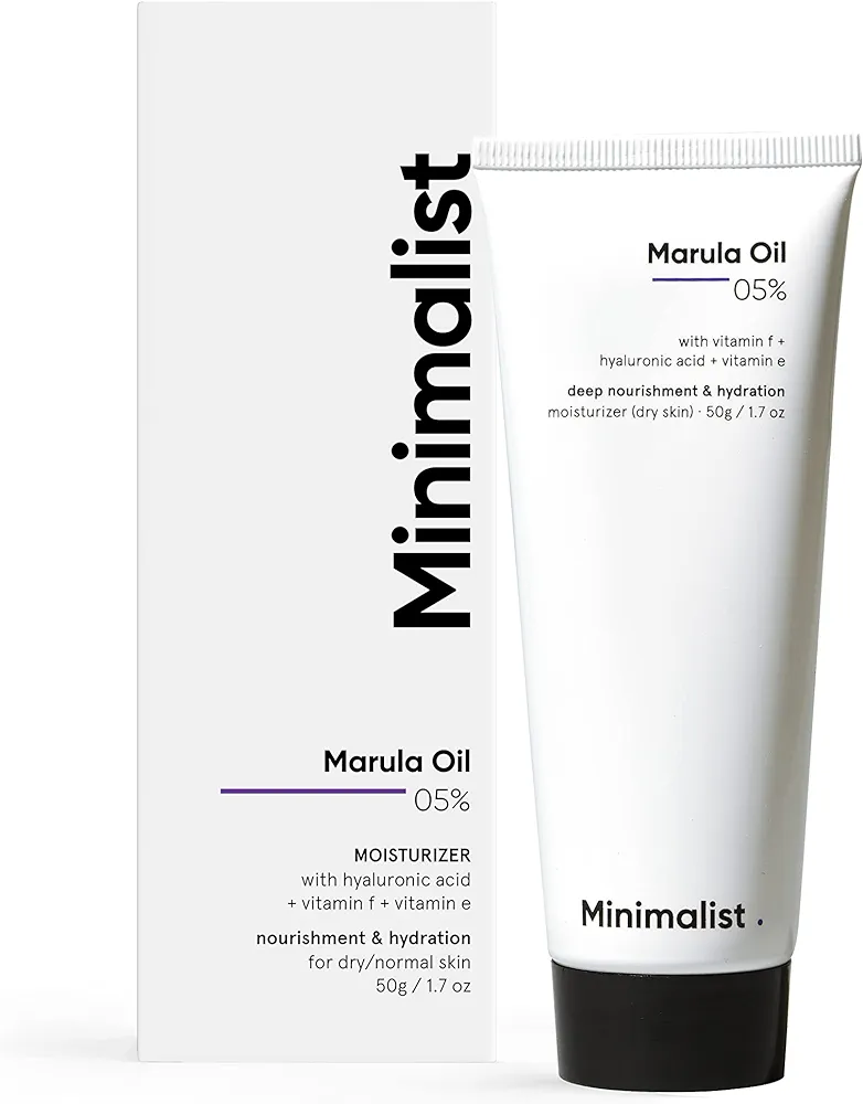 Minimalist Face Moisturizer for Dry Skin | 5% Marula Oil | With Hyaluronic Acid For Deep Nourishment & Hydration | For Women & Men | 1.7 Oz / 50 gm