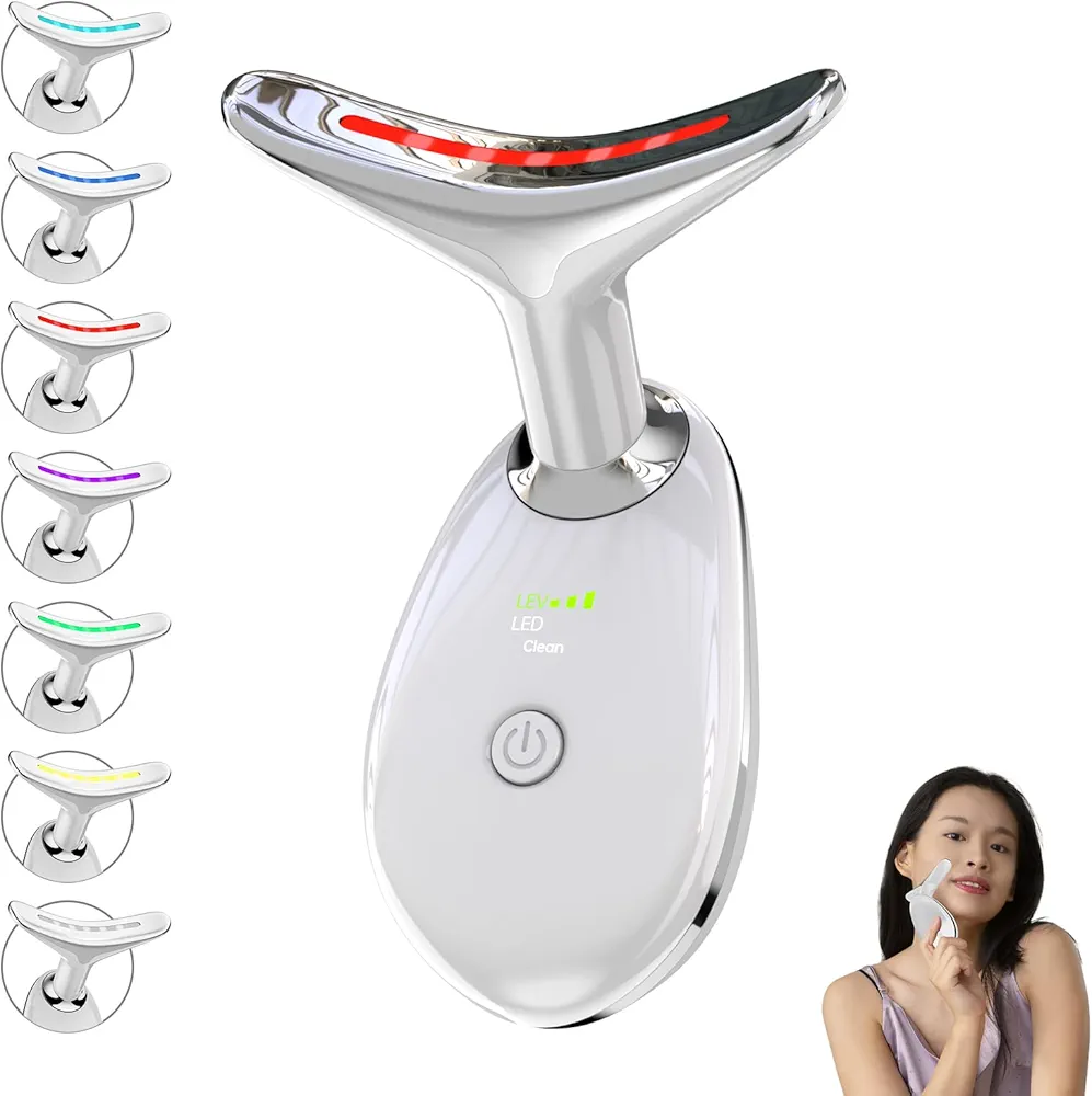 Red Light Therapy for Face, LED Face Massager, RED Light Device (White,7 Light)