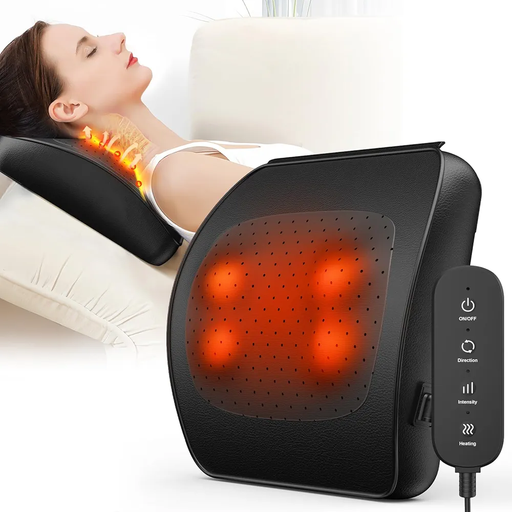 Lower Back Massager with Heat, Back & Neck Massager for Pain Relief Deep Tissue,3D Kneading Massage Pillow for Upper and Lower Back Shoulder, Masssager Gifts for Women,Men,Dad,Mom- Remote