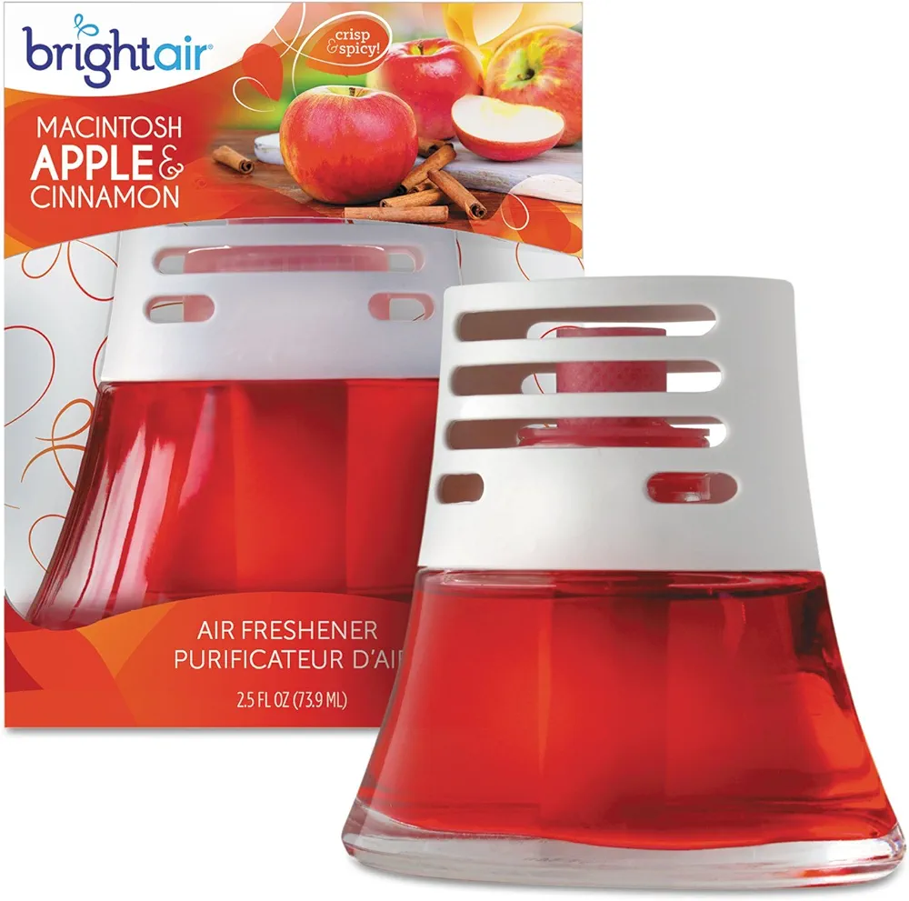 Bright Air 900022 Scented Oil Air Freshener, Macintosh Apple and Cinnamon, Red, 2.5oz