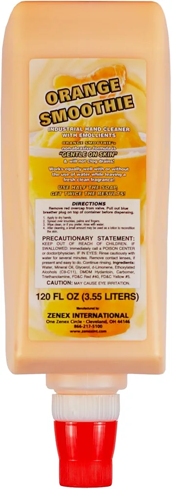 Zenex Orange Smoothie Hand Soap with Emollients - Industrial Hand Cleaner | Citrus Scent | Remove Stubborn Grease & Grime | Moisturizing Non-Abrasive Formula is Gentle On Skin | 3.55 L (1-Pack)