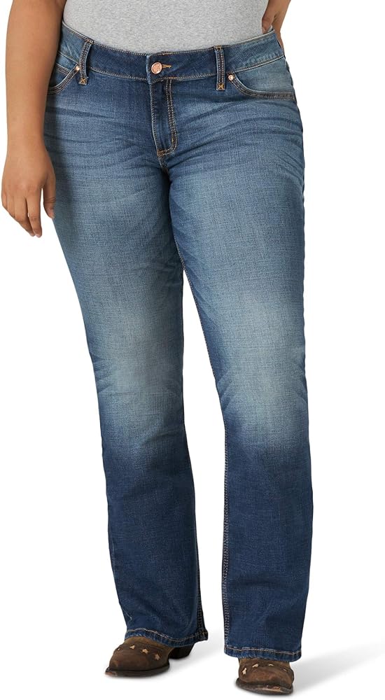 Wrangler Women's Retro Mae Plus Size Mid Rise Stretch Boot Cut Jean