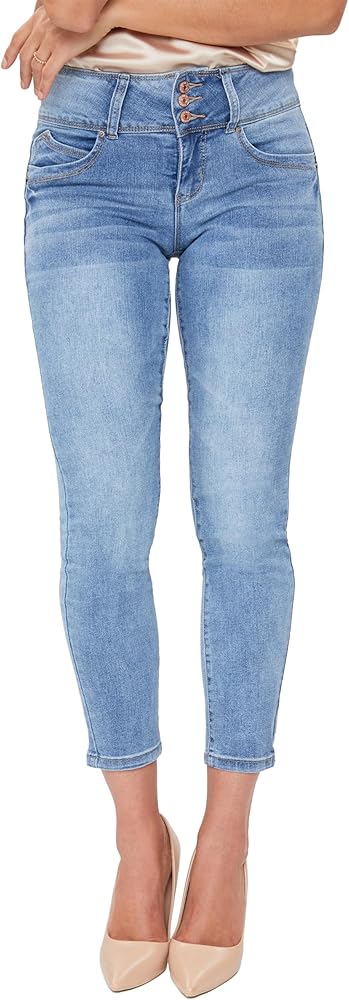 Royalty For Me Women's Petite Wannabettabutt 3 Button Skinny Ankle Jean with Recycled Fiber