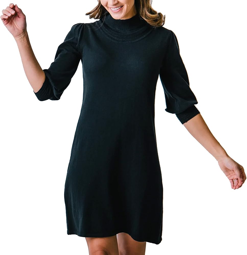 Hope & Henry Womens' Cable Sweater Dress with Elbow Patches