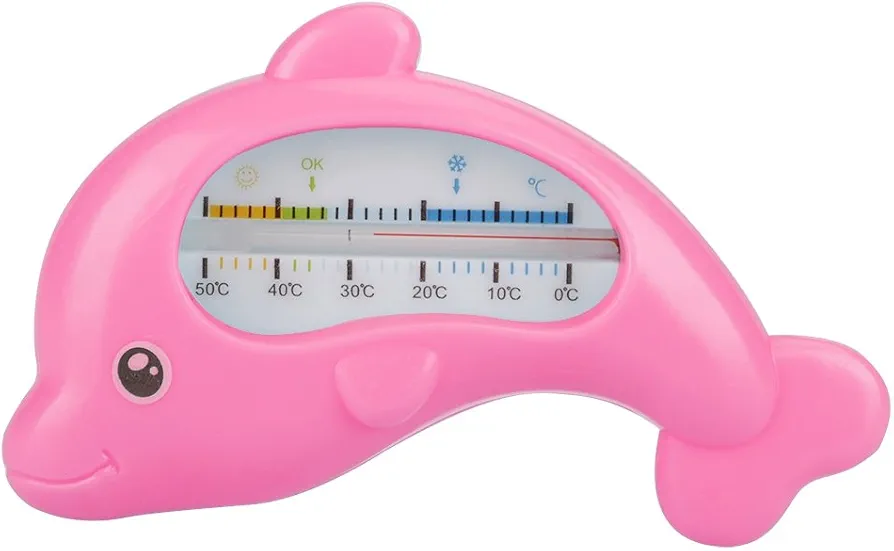 Cute Dolphin Shape Baby Bath Thermometer Children Room Temperature Meter for Bathtub or Indoor Temperature Measurement (Rose red Dolphin)