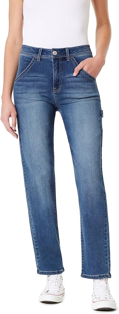 Angels Forever Young Women's Tomboy Straight High-Rise Jeans