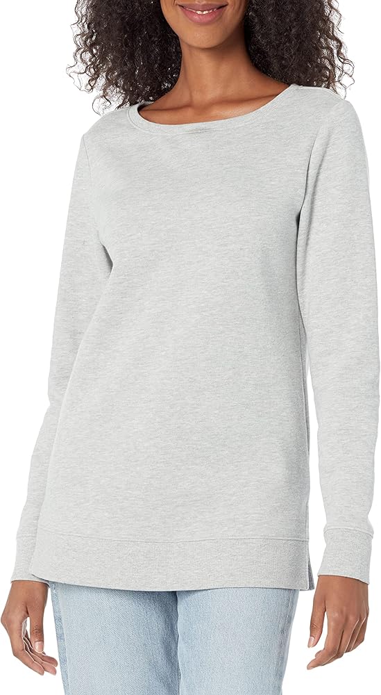 Amazon Essentials Women's Open-Neck Fleece Tunic Sweatshirt