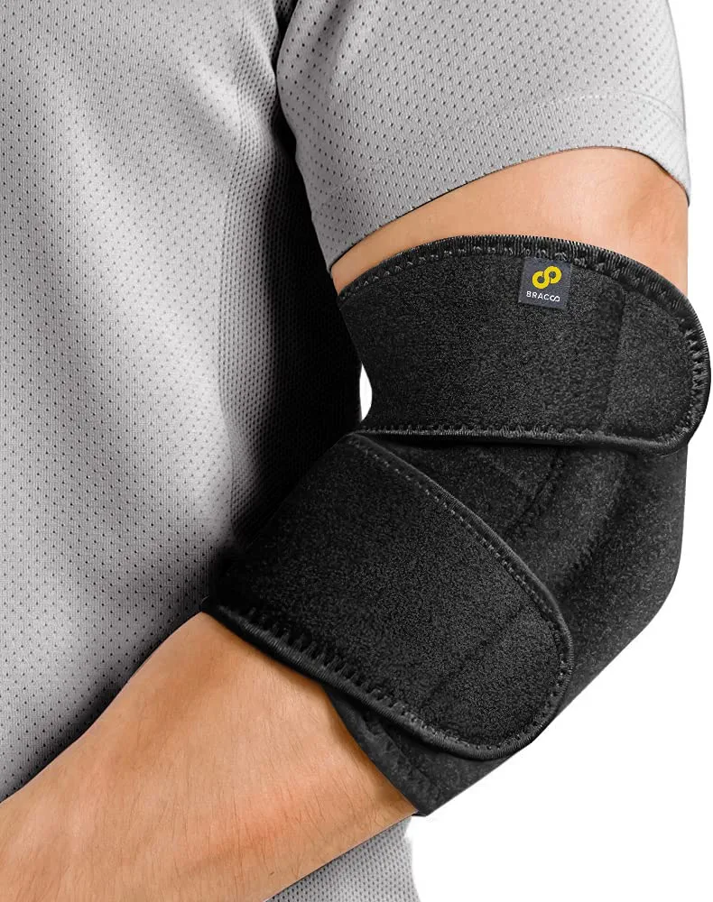 Bracoo Elbow Support Brace, Adjustable Compression with Dual Stabilizers Splint for Sprain, Joint Pain Relief, Tendonitis, Tennis-Golfer's Elbow Treatment, Reversible, EP30