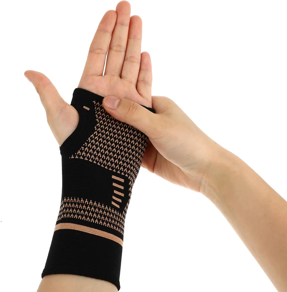 Wrist Compression Sleeves, Comfortable Nylon Hand Support Carpal Tunnel Breathable Wrist Brace for Men Women Arthritis Tendonitis Swelling Typing Workout (Small, Black)