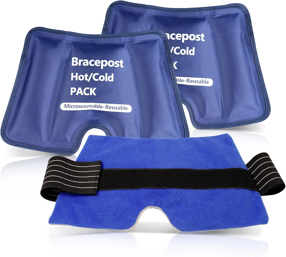 Hot and Cold Ice Packs for Injuries Reusable [3 Piece Set] Flexible Soft Wearable Ice Pack Wrap with Velcro - Ice Pack for Back Pain Relief with Strap - Hot Or Cold Compresses for The Body,Arm,Knee