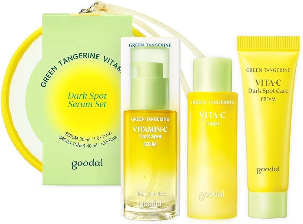 GOODAL Green Tangerine Vitamin C Travel Size, Gift Set, Trial Kits, Serum & Toner & Cream Skincare Sets