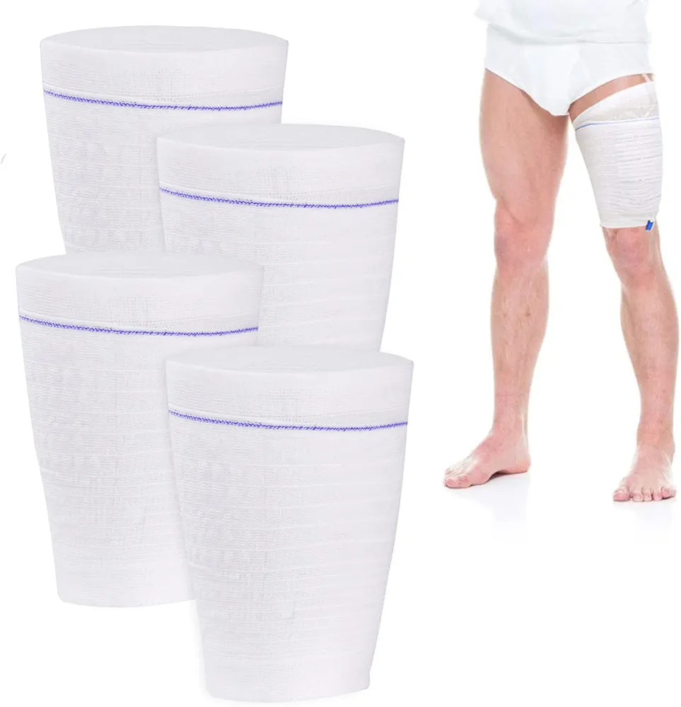 Catheter Leg Bag Holder 4 Count Fabric Catheter Sleeves Urine Leg Bag Holder - Urinary Drainage Bag Stay in Place Urine Bags for Legs Foley Catheter Bag Holder Strap for Men or Women (M-4pack)