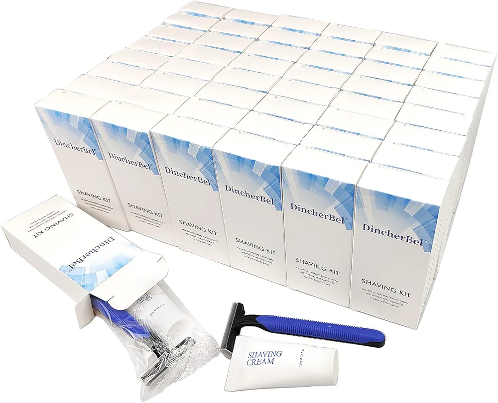 Disposable Razors in Bulk Shaving Kit Twin Blade Razors and Cream(12g), Individually Wrapped Toiletries Amenities for Hotel, Airbnb, Homeless, Shelter, Camping and Travel (100 Pack)