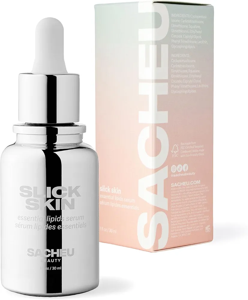 Sacheu Slick Skin Gua Sha Oil - Squalane Oil for Face, Face Oil for Gua Sha Massage, Gua Sha Oil for Face, Essential Lipids Anti Aging Face Serum, Moisturizing and Hydrating, Fragrance Free - 1 Fl Oz