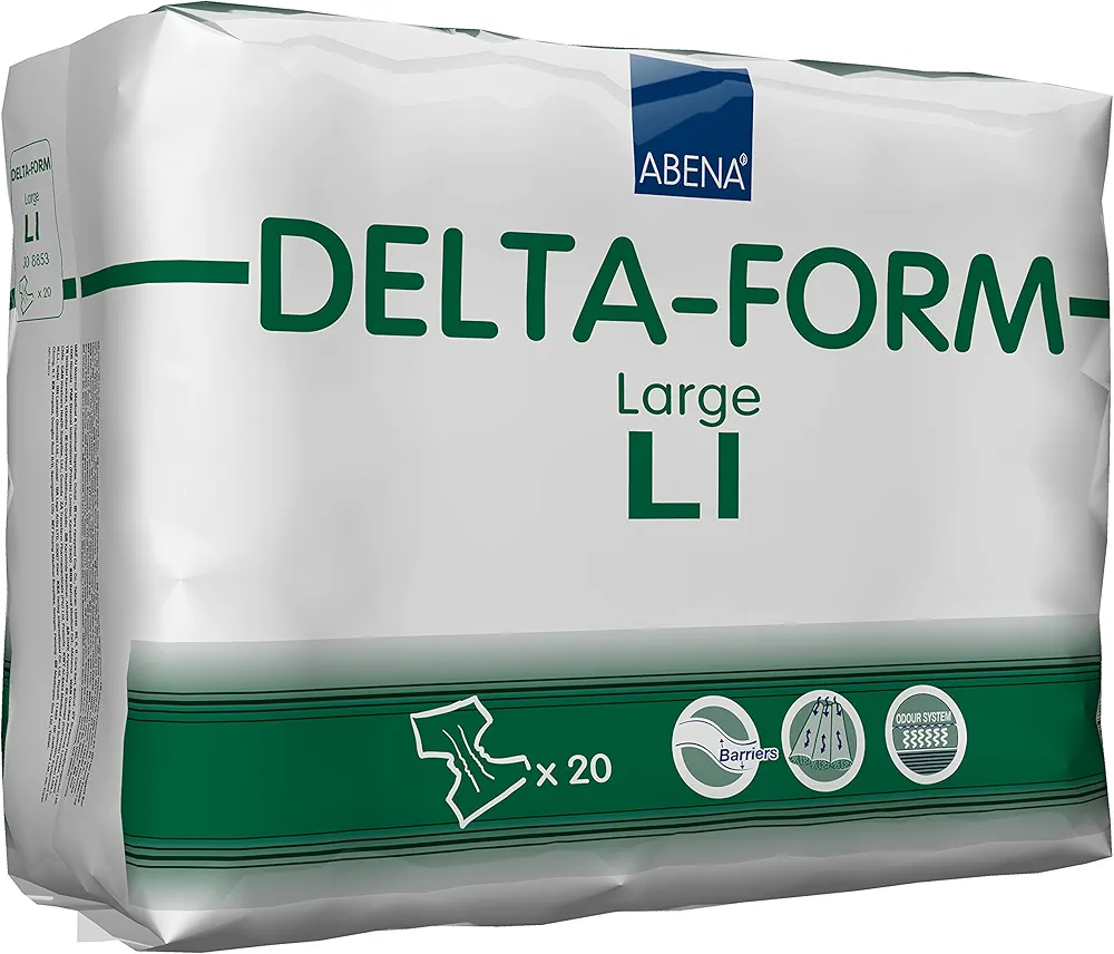 Abena Delta-Form Adult Incontinence Briefs, Level 1, (Small To Large Sizes) Large, 20 Count