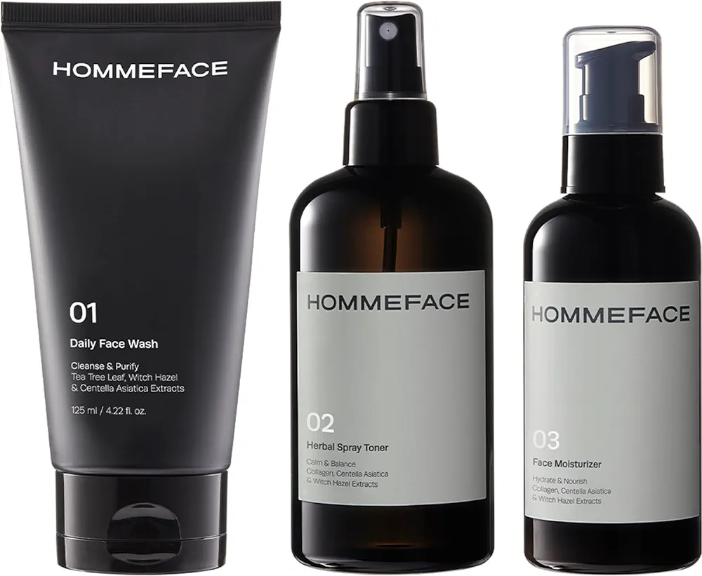 HommeFace Daily Trio Skin Care Set for Men, 3-Step Routine