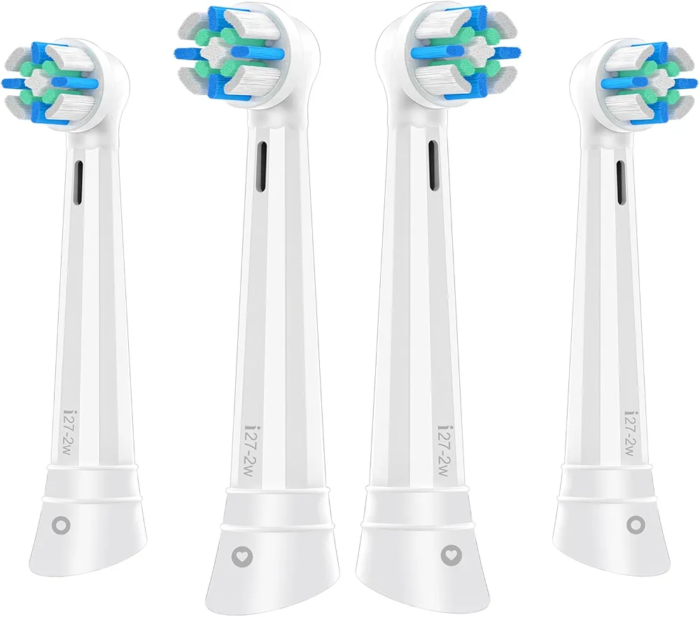 Replacement Brush Heads Compatible with Braun Oral-B iO 3/4/5/6/7/8/9/10 Series Electric Toothbrushes, 4 Pack, White