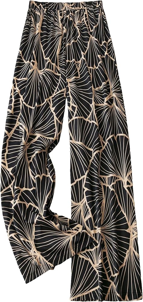 SOLY HUX Women's Plus Size Allover Print High Waisted Wide Leg Pants Casual Long Pants Multicoloured Print 1XL