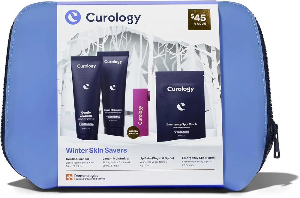 Curology Dry Skin Saver Set, Hydrating Skin Care Essentials with Emergency Spot Pimple Patches for All Skin Types Including Sensitive, 60 Day Regimen