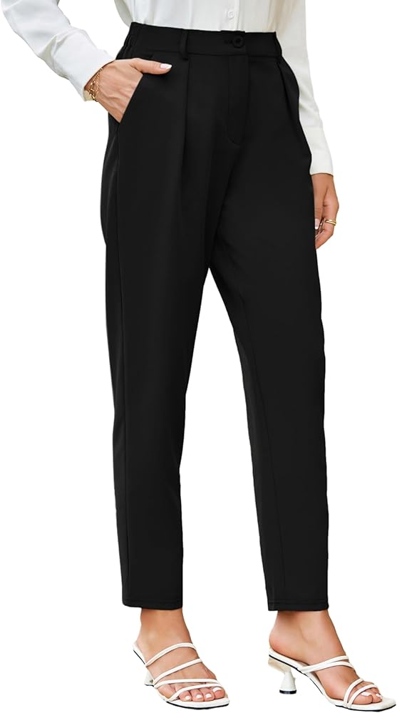 GRACE KARIN Women Work Pants 2024 Straight Legs Elastic Waist Pants with Pockets