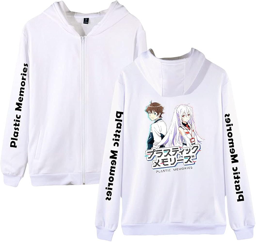 Unisex Plastic Memories Cartoon Print Fun Zipper Hoodie Sweater Fashion Jacket