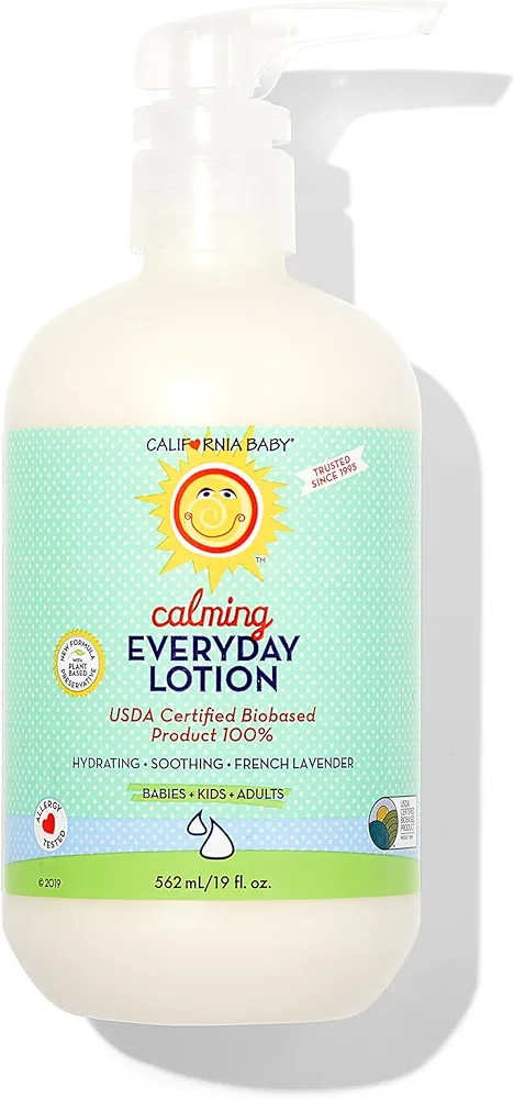 California Baby Calming Lotion | 100% Plant-Based | Soothing Baby Lotion for Sensitive Skin | Lavender Kids Lotion | Allergy Friendly | Organic Calendula + Aloe Vera | 562 mL / 19 fl. oz.