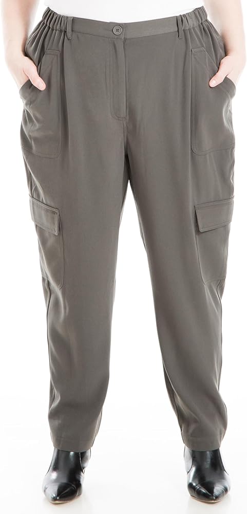 Max Studio Women's Plus Size Soft Twill Ankle Cargo Pant