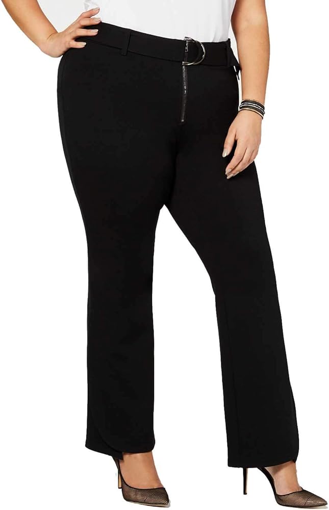 INC International Concepts Plus Size Belted Ponte Bootcut Pants