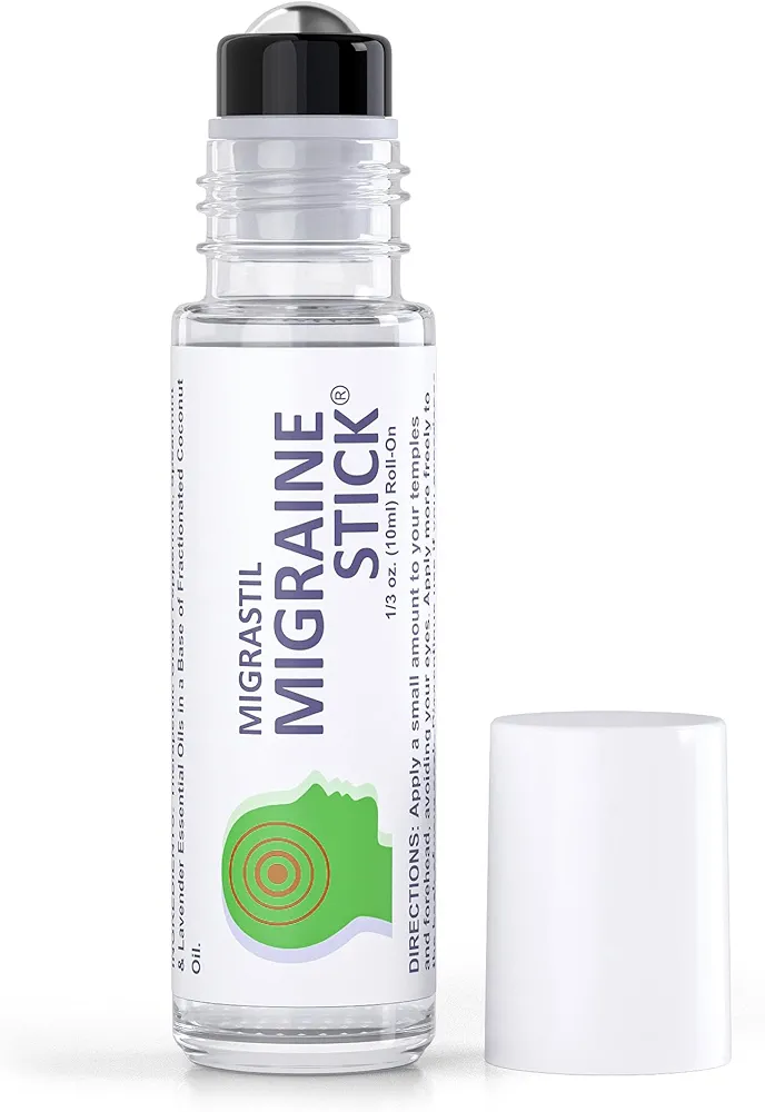 Basic Vigor Migrastil Migraine Stick® Rollon - Fast Cooling Comfort for Your Head. Aromatherapy with Peppermint & Other Essential Oils. Metal Roller. Made in USA