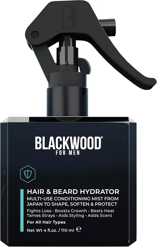 Blackwood For Men Hair & Beard Hydrator Spray - Vegan & Natural Leave-In Conditioner - Moisturizes, Texturizes, & Detangles - Ideal for Beard Growth and Care - Men's Grooming Essential (4 oz.)