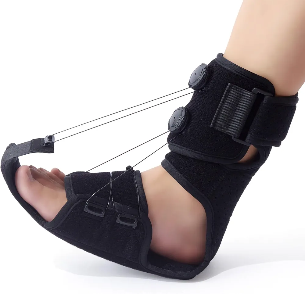 Plantar Fasciitis Night Splint - Adjustable Night Splint for Plantar Fasciitis Women & Men with Fine-tuning Knobs, Plantar Fasciitis Brace for Sleeping, Foot Drop, Heel Pain, Achilles Tendonitis - Black