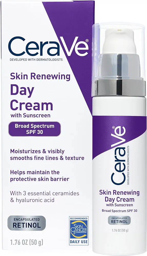 CeraVe Anti-Aging Face Cream SPF 30 | Anti-Wrinkle Retinol Cream with Hyaluronic Acid and Ceramides | 1.76 oz