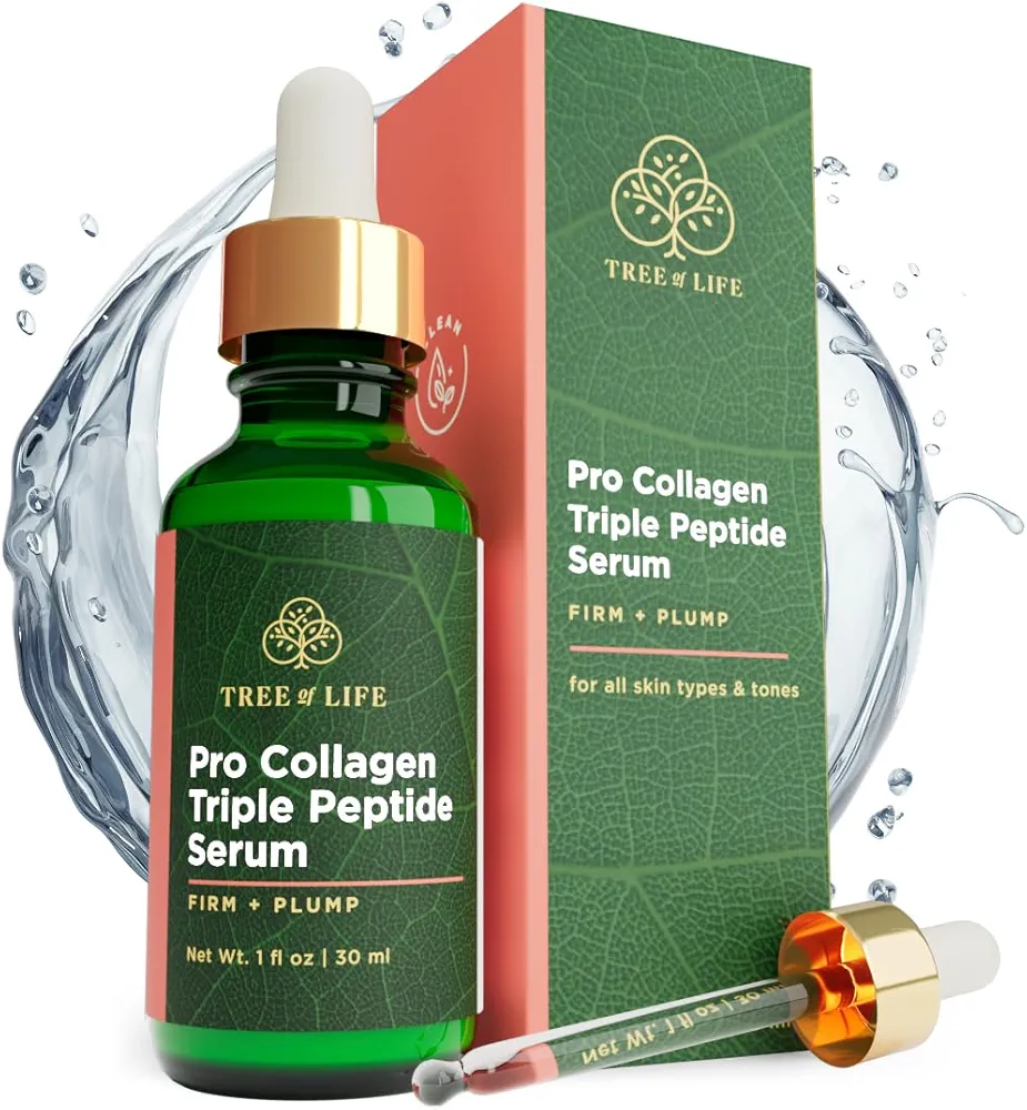 Tree of Life Hydrating Facial Serum - Pro Collagen Peptides with Argireline & Replexium - Anti Aging & Wrinkle Reduction - Dermatologist-Tested - 1 Fl Oz