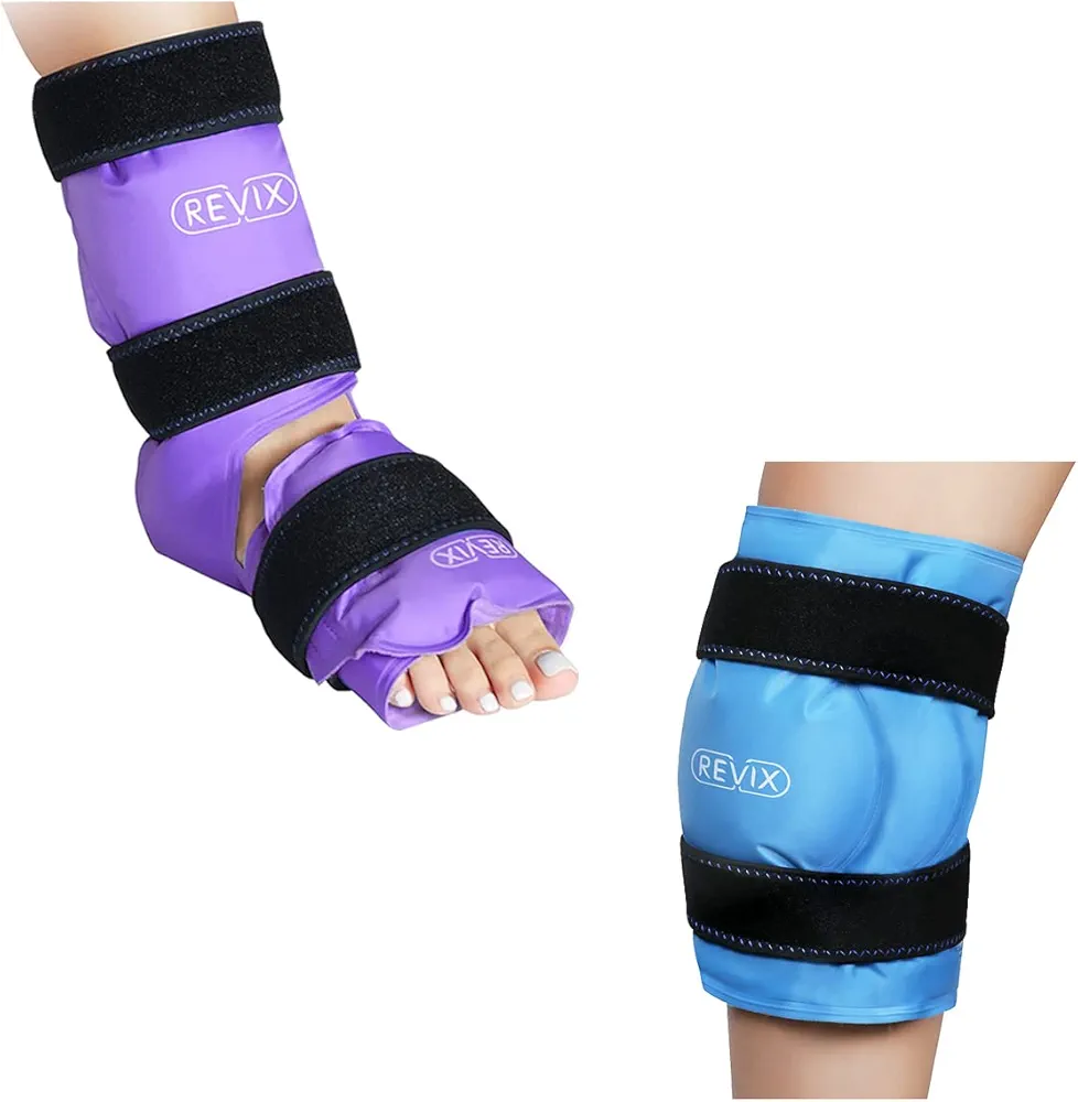 REVIX Ankle and Knee Ice Pack Wrap for Injuries Reusable Replacement Surgery