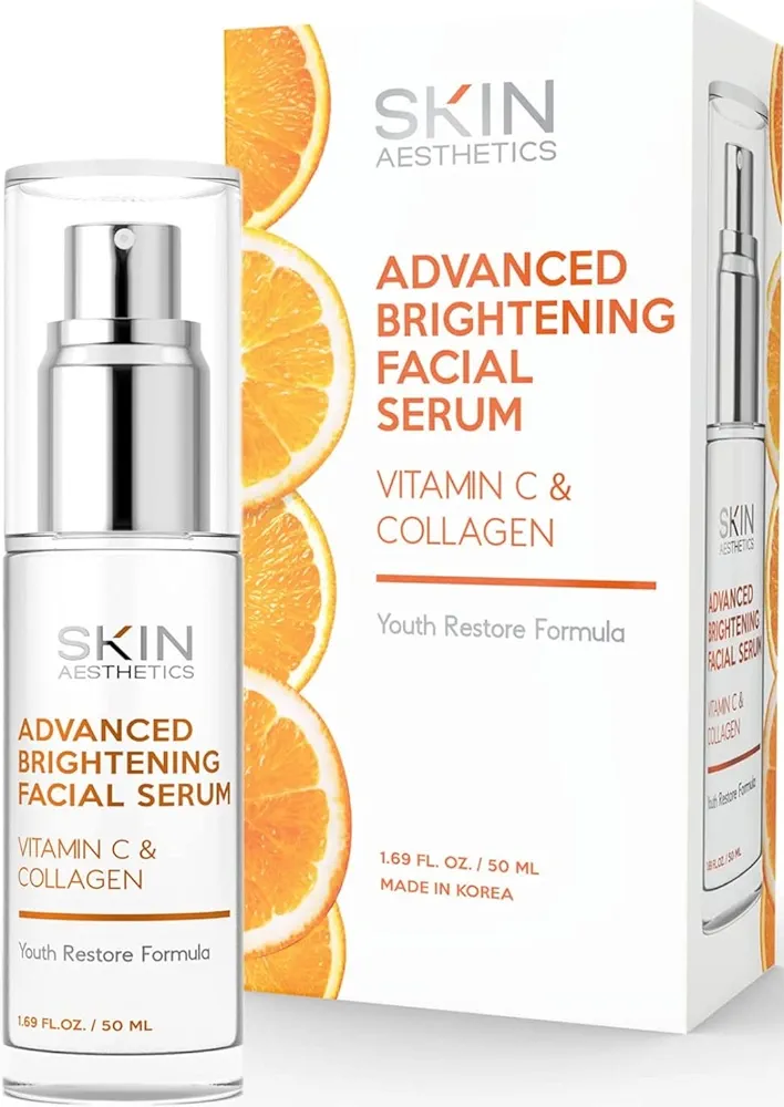 Vitamin C Serum With Collagen - Dermatologist Tested - Korean Skin Care for Dark Spots & Skin Brightening - Anti Aging & Acne Facial Serum - Cruelty Free - All Skin Types - 1.69 oz by Skin Aesthetics