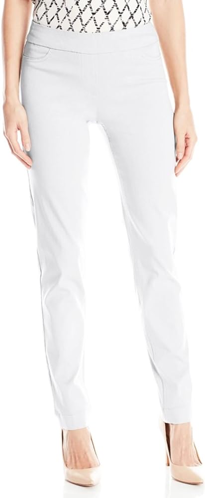 SLIM-SATION Women's Wide Band Regular Length Pull-on Straight Leg Pant with Tummy Control