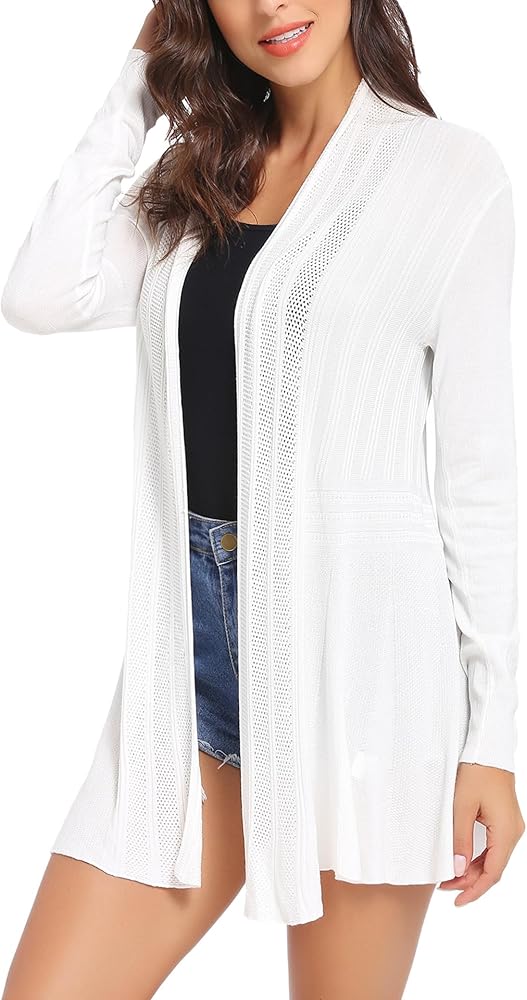 iClosam Women Open Front Cardigans Long Sleeve Lightweight Knit Cardigan Sweater