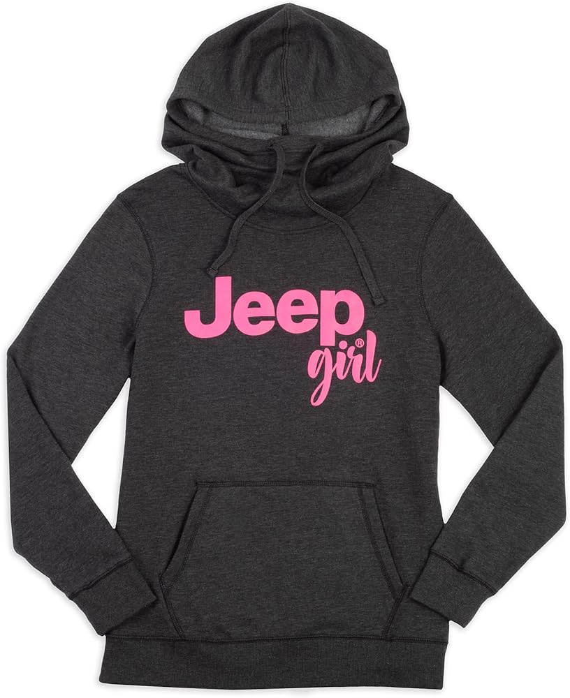 Jeep Girl Women's Lightweight Fleece Pullover Hoodie - Heather Black