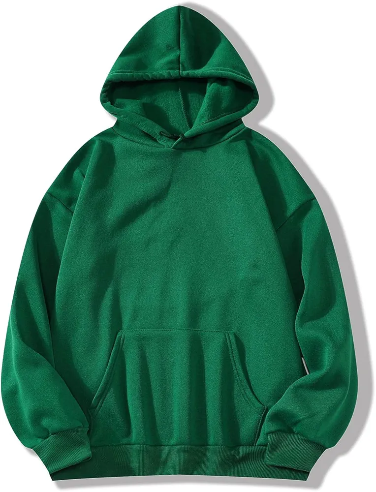 Sweatshirtw for Women - Solid Kangaroo Pocket Thermal Lined Hoodie (Color : Green, Size : Medium)