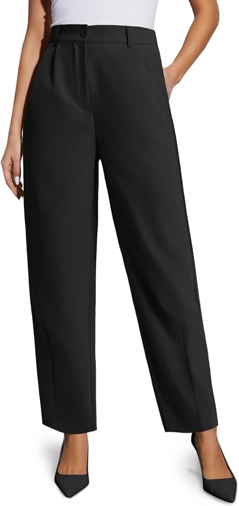 Cicy Bell Womens Work Dress Pants High Waited Pleated Straight Leg Casual Trousers with Pockets