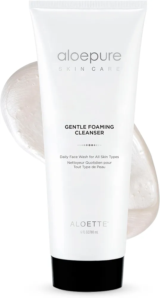 Aloette Gentle Foaming Facial Cleanser - Moisturizing Face Wash for Women & Men - Facewash Skin Cleanser Rejuvenates & Replenishes Natural Moisture, Facial Cleansing for All Skin Types - 6 Fl Oz